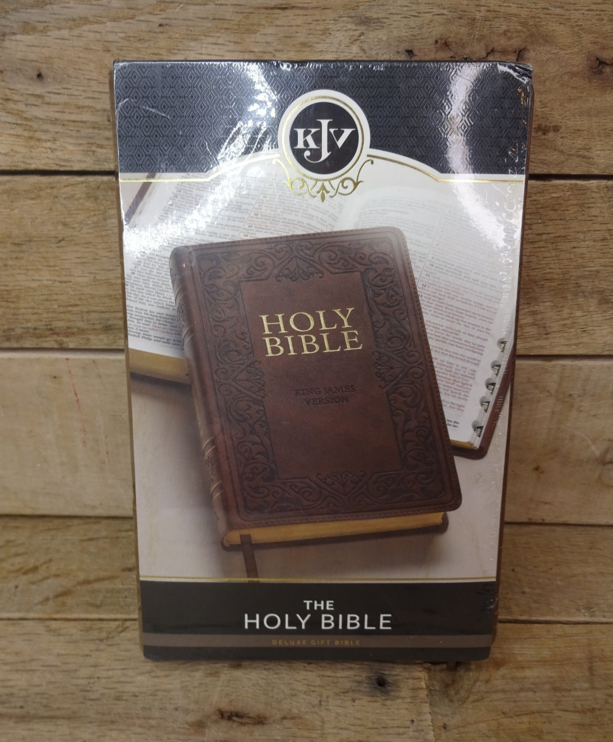 KJV Deluxe Gift Holy Bible Brown Faux Leather Thumb Indexed Red Letter Gilt NEW