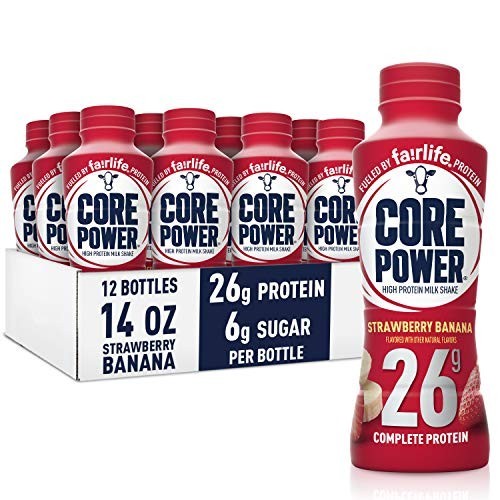 12 Pack Core Power Protein Shake, Strawberry Banana, 26g Bottle, 14oz,