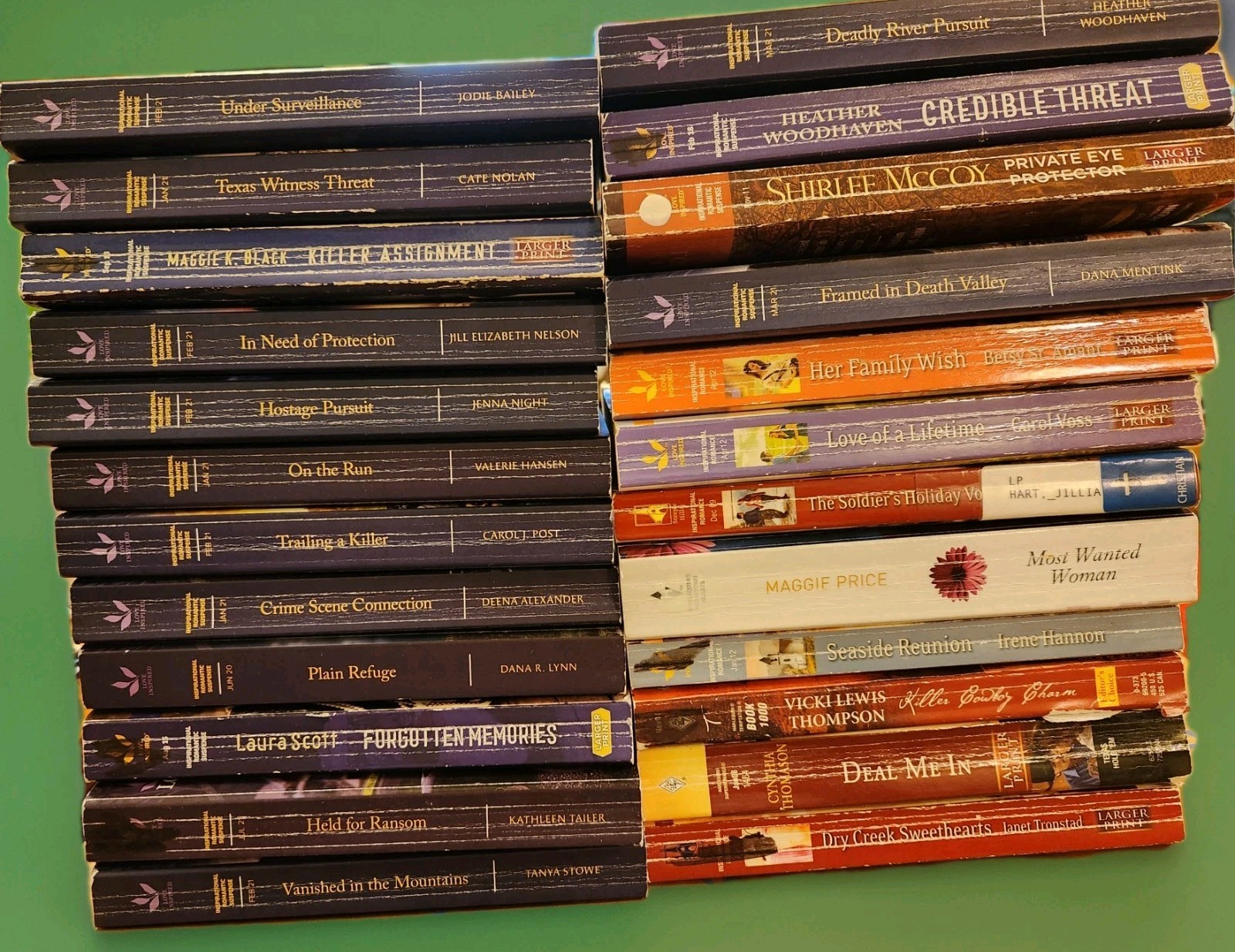 LOT OF 24 MIXED LOT Love Inspired Suspense Harlequin Larger Print SMOKE-FREE