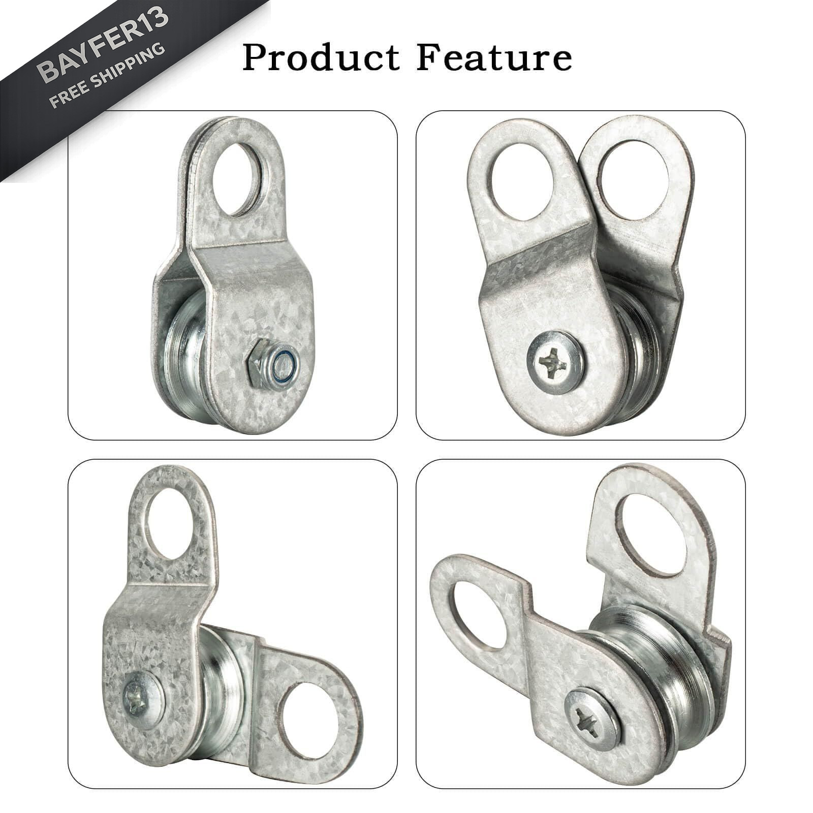 SHINICO 4 Pack Small Snatch Cable Pulley Block for 6mm / 0.23 Inch Wire…