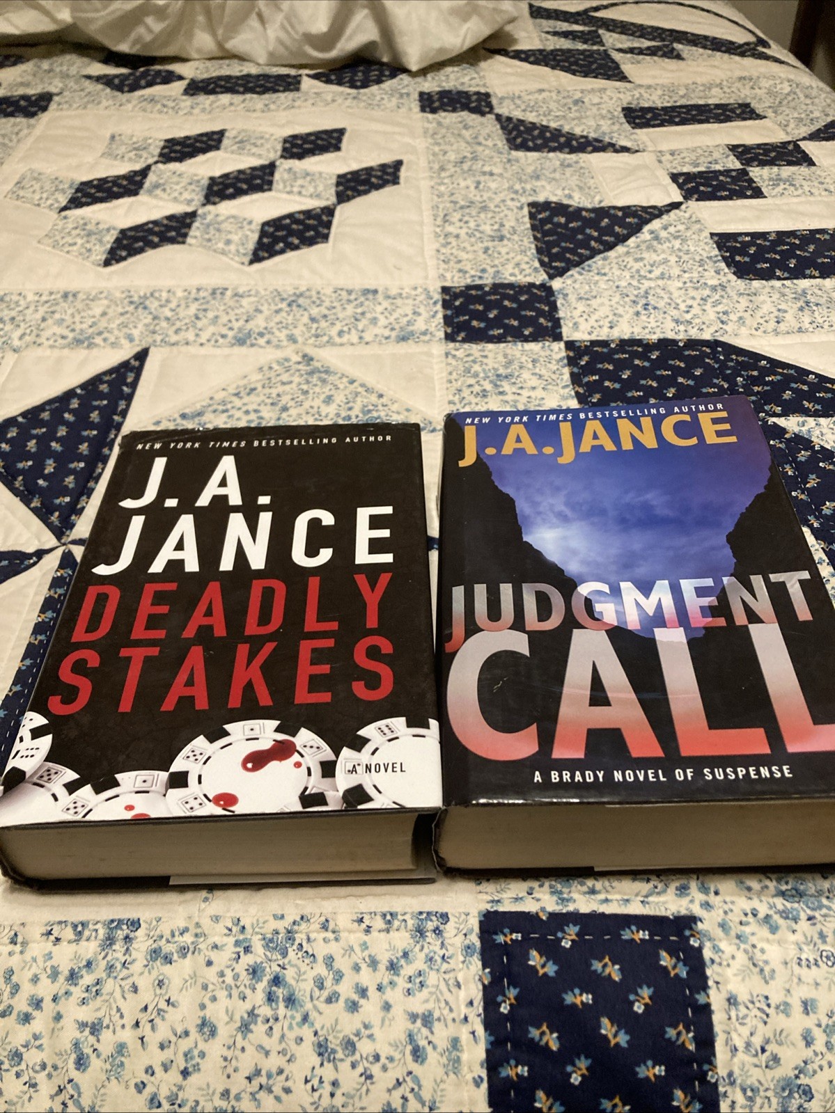 Lot of 2 J.A. Jance Large Print Hardcover Books Deadly Stakes and Judgement Call