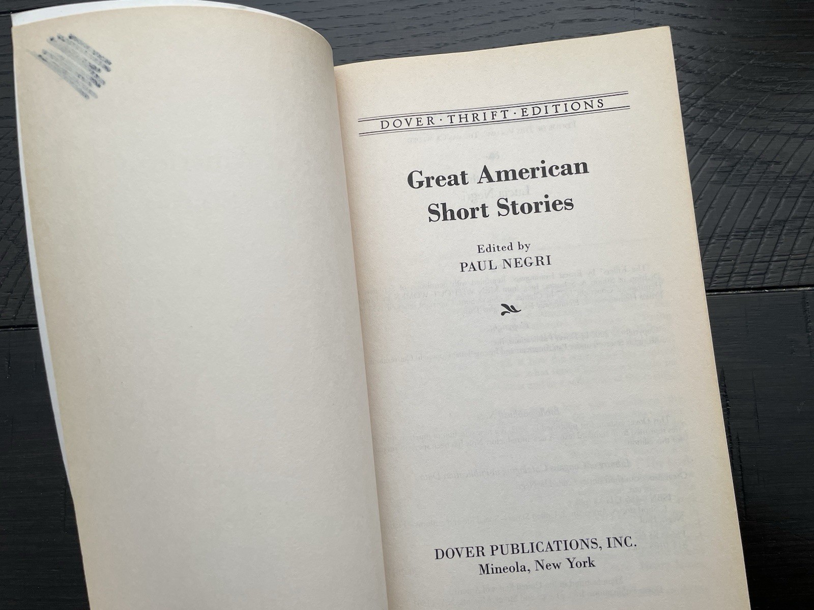 Great American Short Stories Edited By Paul Negri 2002 Dover Thrift Editions