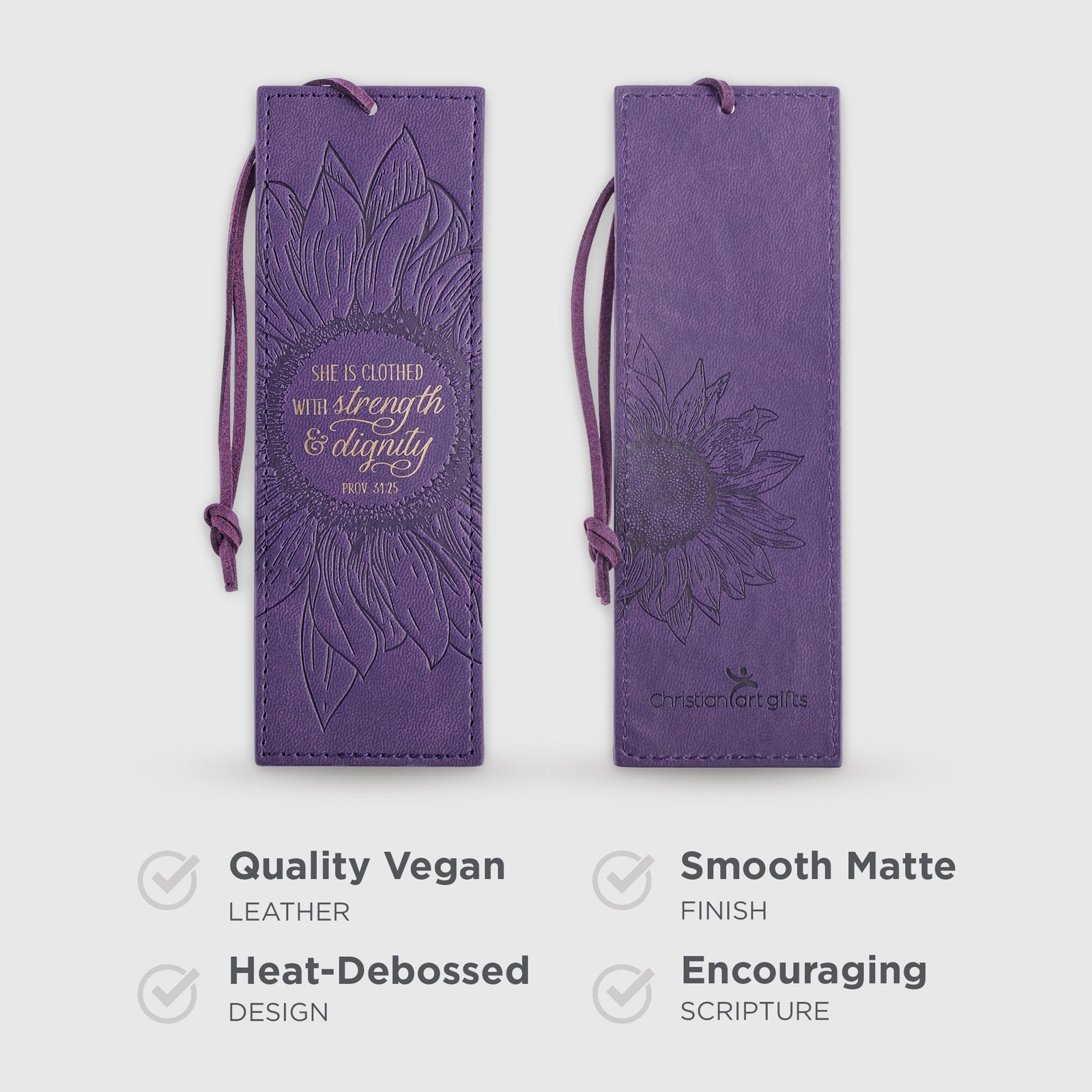 Vegan Leather Scripture Bookmark for Women: Strength and Dignity – Proverbs 3…