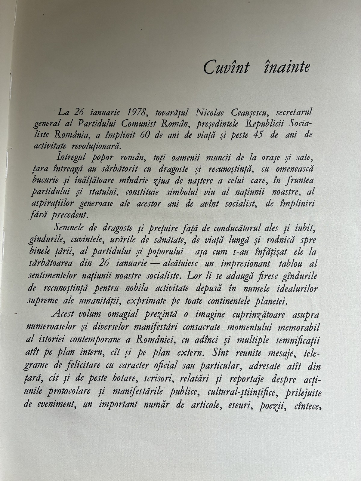 Omagiu Ceausescu 1978 — Antique Communist Romania Propaganda Book