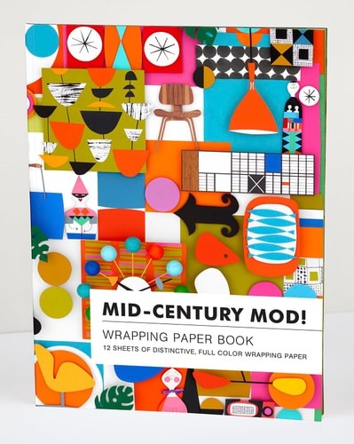 teNeues – Wrapping Paper Book: Mid-Century Mod!, Flat Packed Wrapping Paper, 12