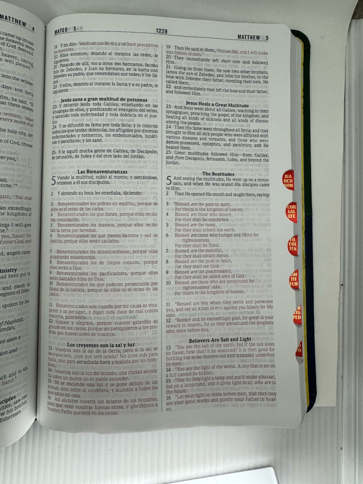 Biblia Bilingüe NKJV/RVR60, Biblia Bilingüe, Leathersoft, Verde y Azul indice