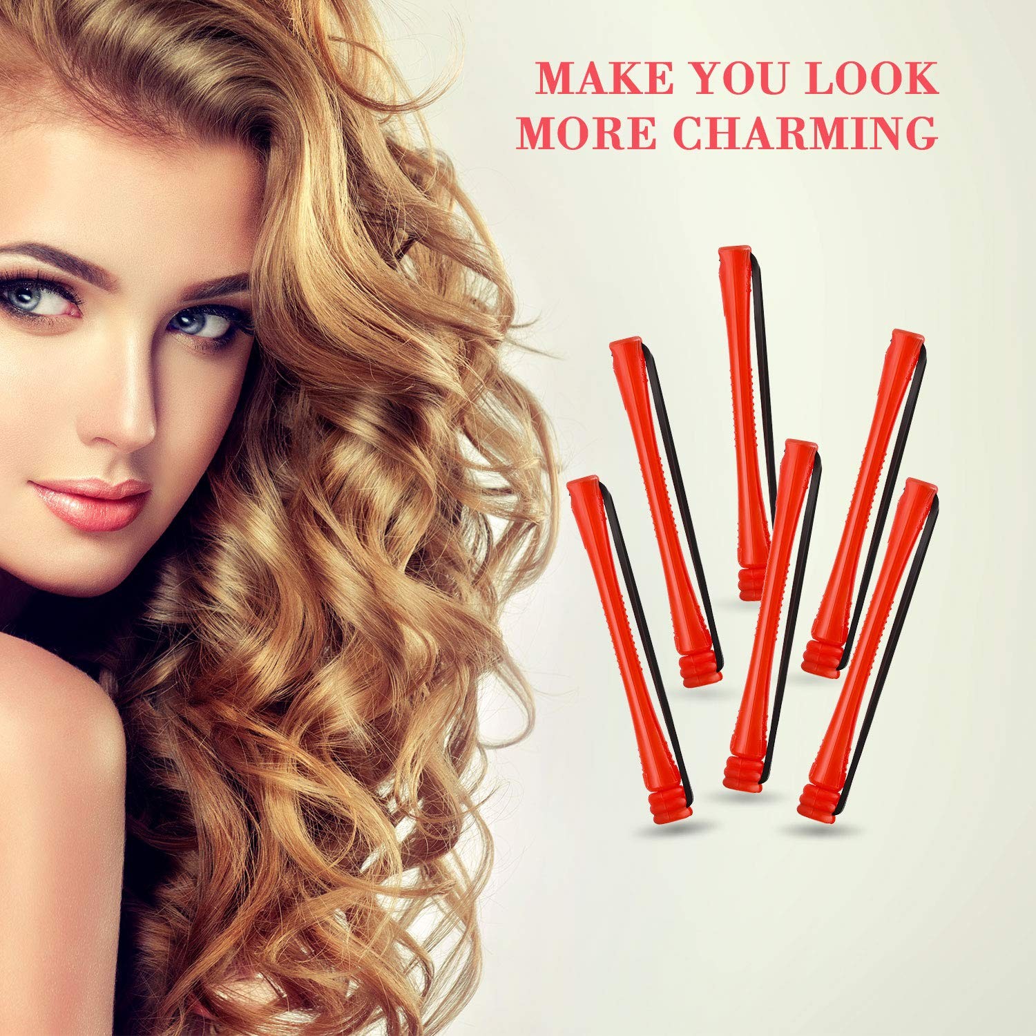 WILLBOND 60 Pcs Perm Rods for Short Long Hair Plastic Cold Wave 0.2 Inch, Red