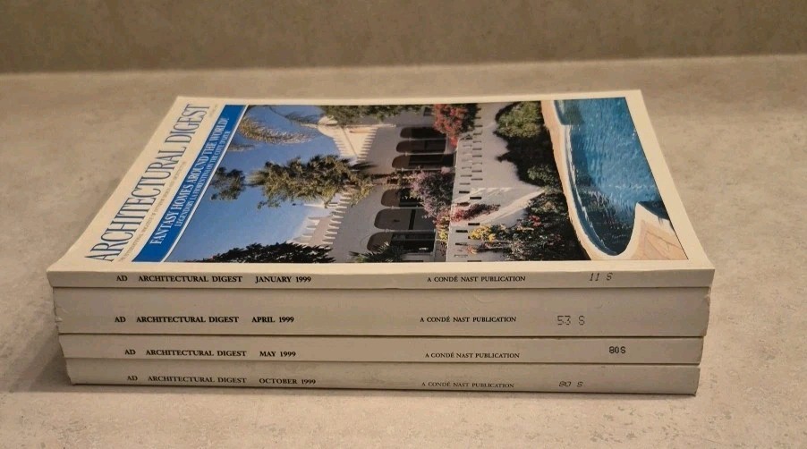 Lot of 4 Architectural Digest Magazines 1999 Conde Nast Publication
