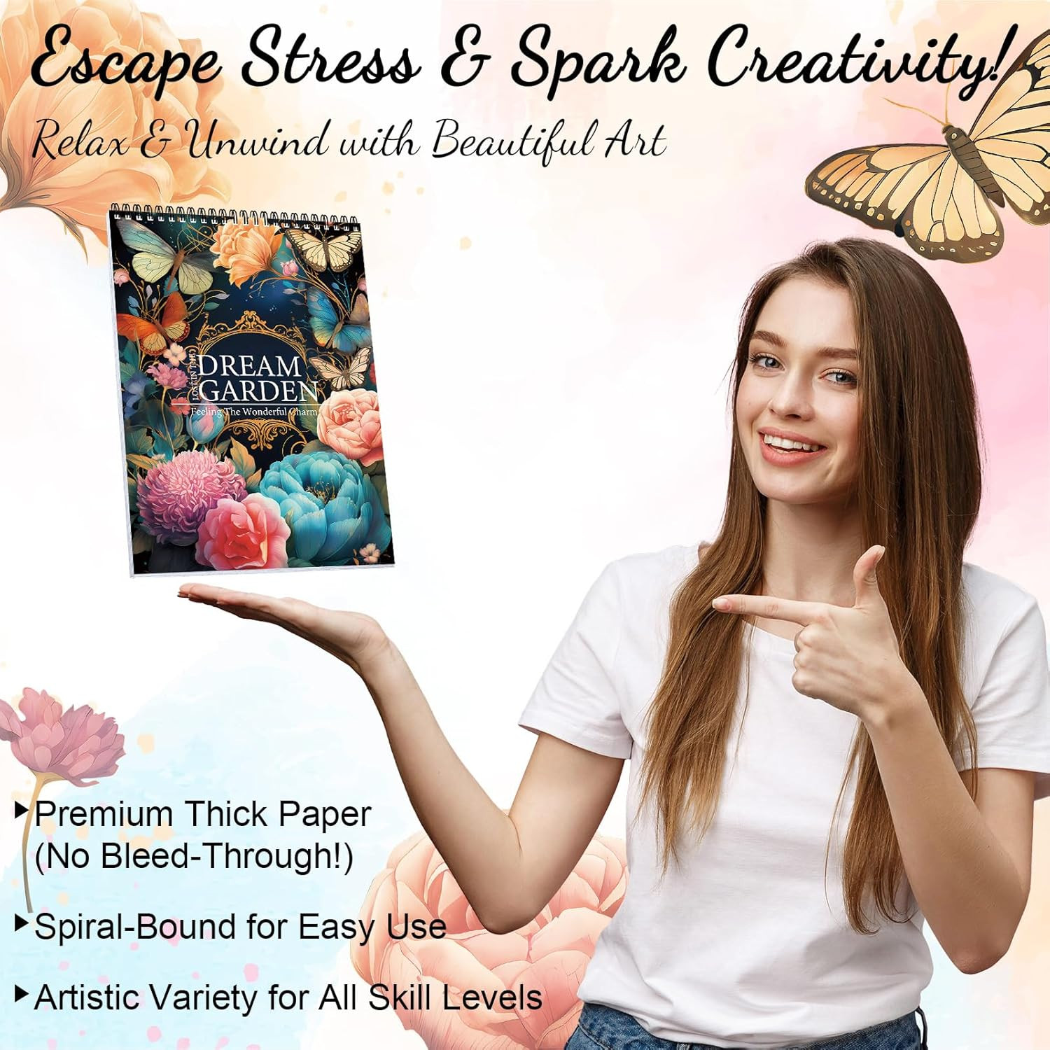 Adult Coloring Book for Women, Coloring Books for Adults Relaxation, Spiral