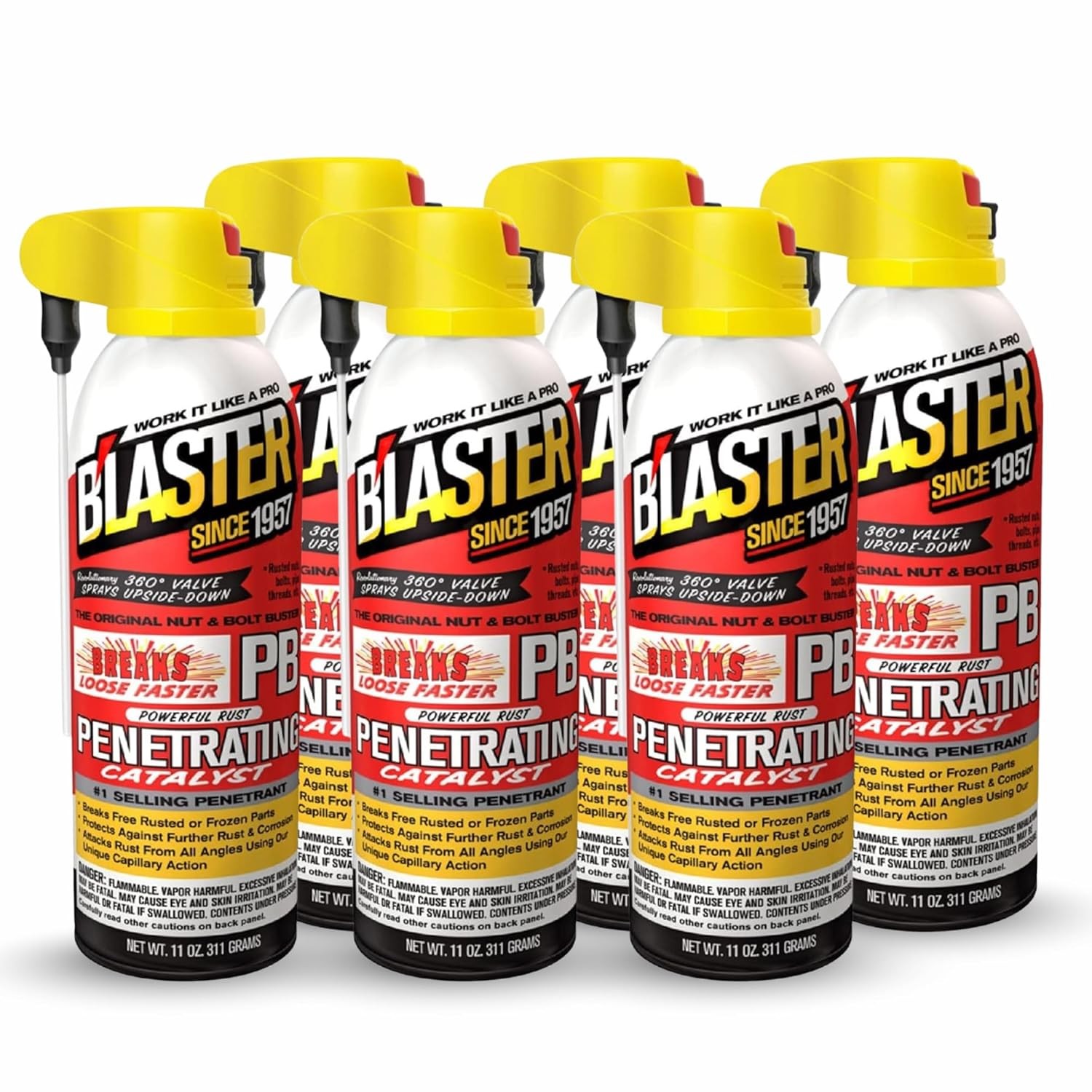 PB Blaster Penetrating Oil Spray 11 oz Aerosol 6-Pack Rust Remover Bolt Loosener