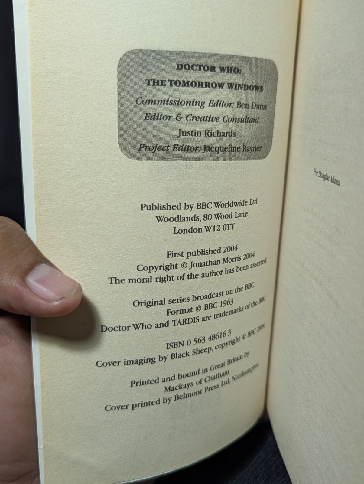 Doctor Who The Tomorrow Windows 2004 First Edition BBC Books Paperback EDA 72