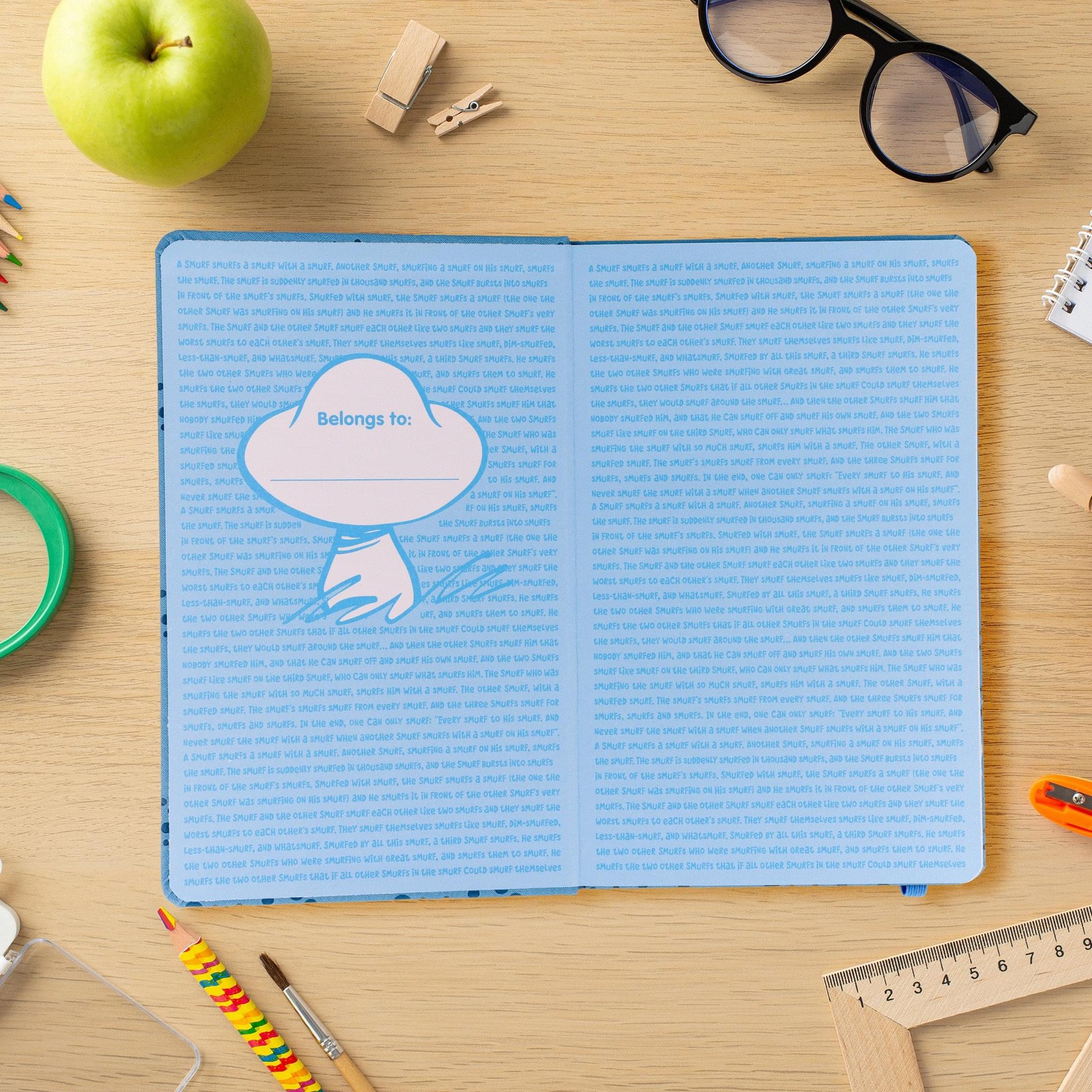 The Smurfs 80-Page Vegan Leather Notebook | 5 x 8 Inches