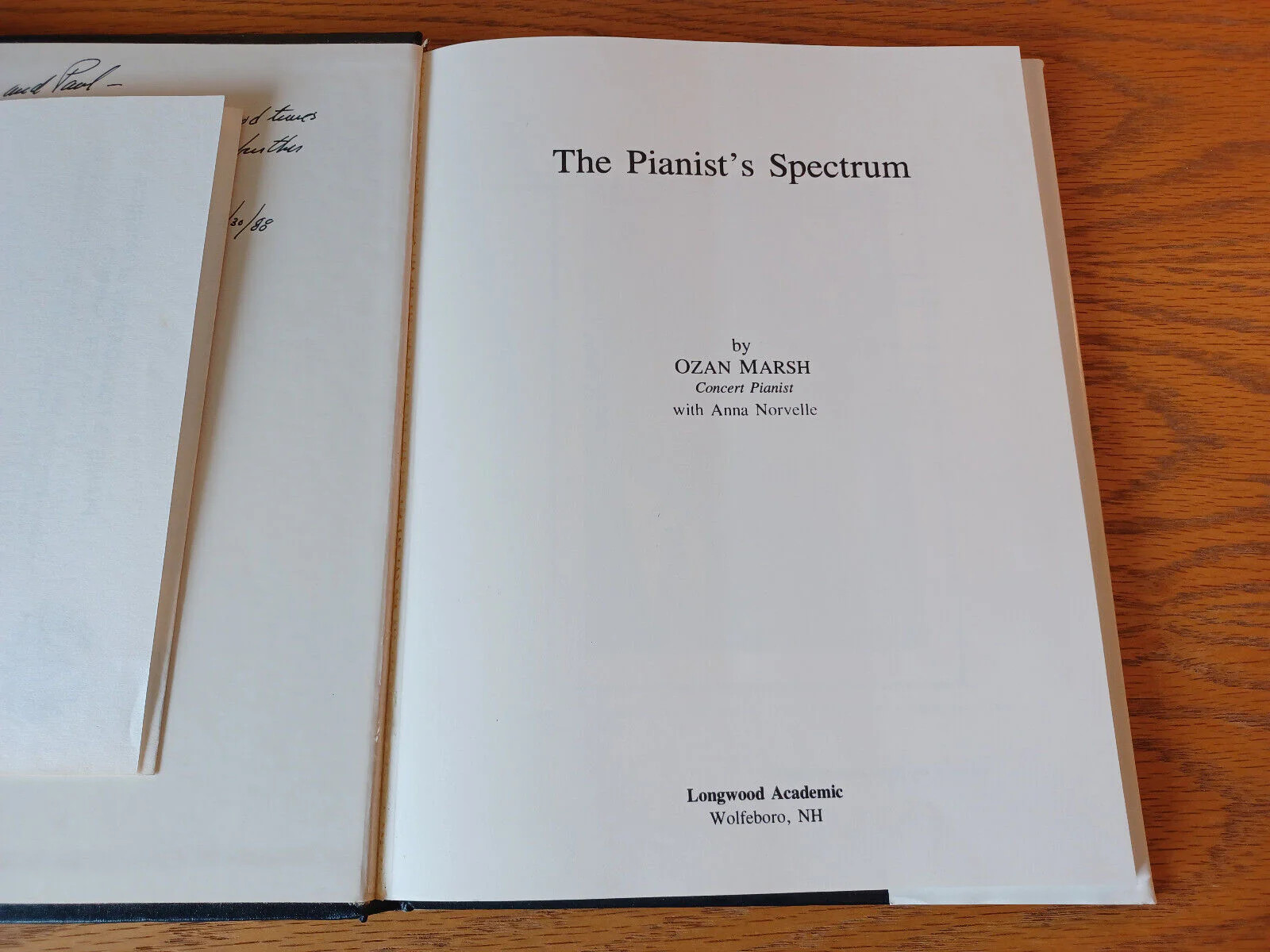 The Pianist’s Spectrum Ozan Marsh 1987 Hardcover Dust Jacket Signed Longwood Aca