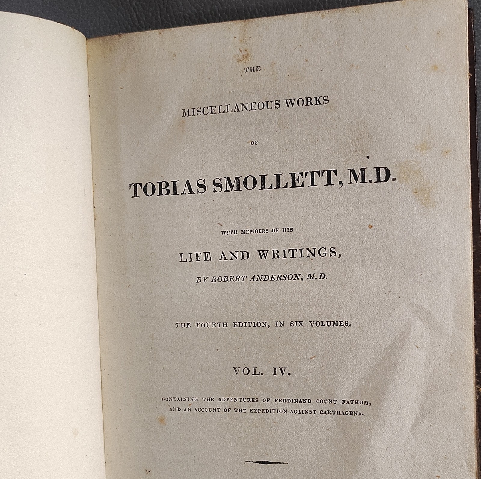 Tobias Smollett 4th Edition Fine Binding Miscellaneous Works Vol IV