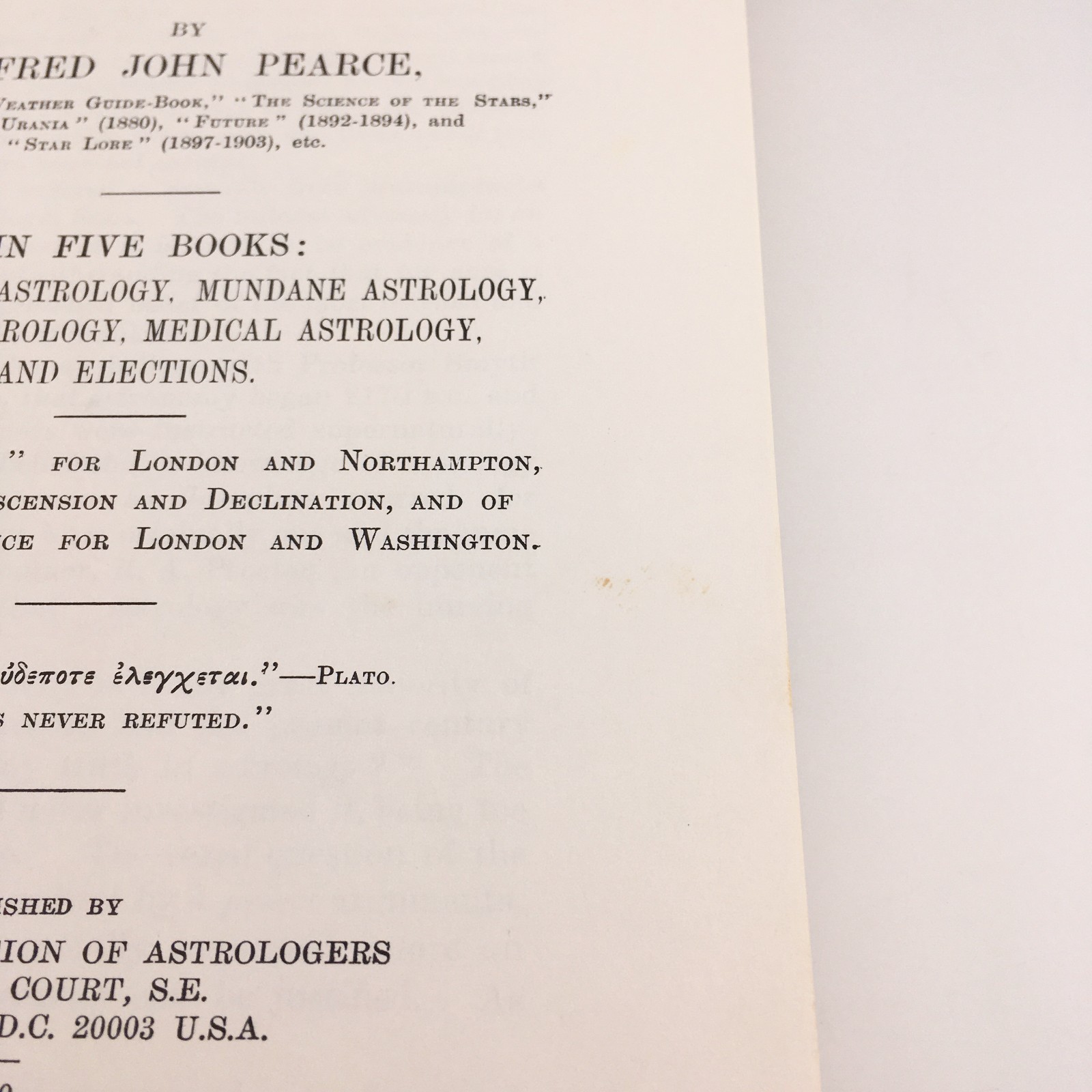 The Text-Book Of Astrology By Alfred John Pearce Federation Of Astrologers 1970