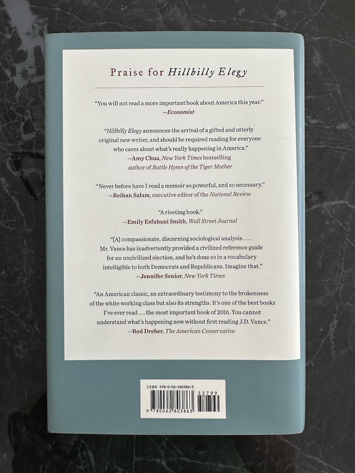 J.D. Vance Hillbilly Elegy Signed 1st Ed Hardcover w/ Dust Jacket (2016)