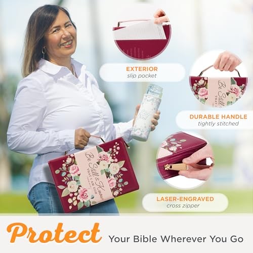 Fashion Vegan Leather Bible Cover for Women: Be Still & Know Large
