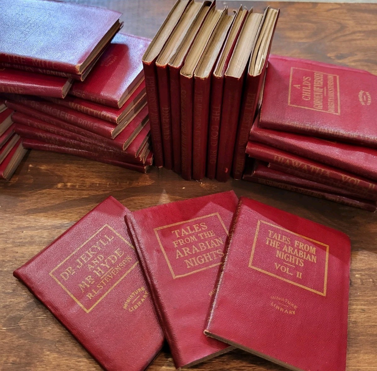 Lot of 66 Vintage 1920s Little Leather Library Miniature Red Books Collection