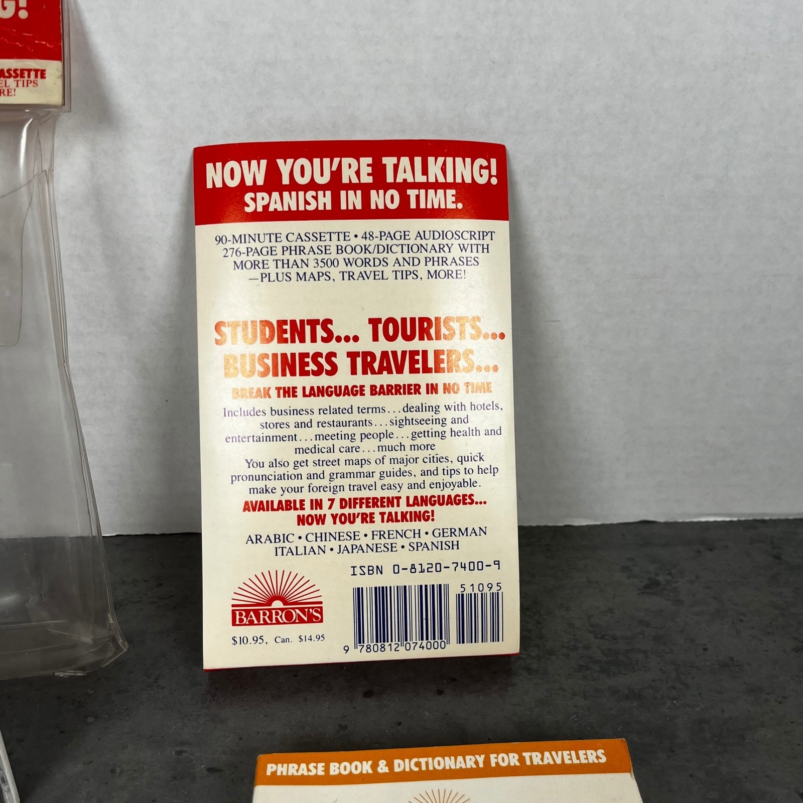 Barron’s Spanish At A Glance Cassette Phrasebook Dictionary Vintage 1985 Set