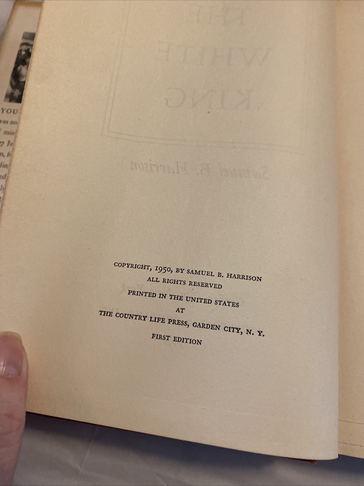 White King – Samuel Harrison (1950, 1st Edition, Hardcover, Dust Jacket, SIGNED)