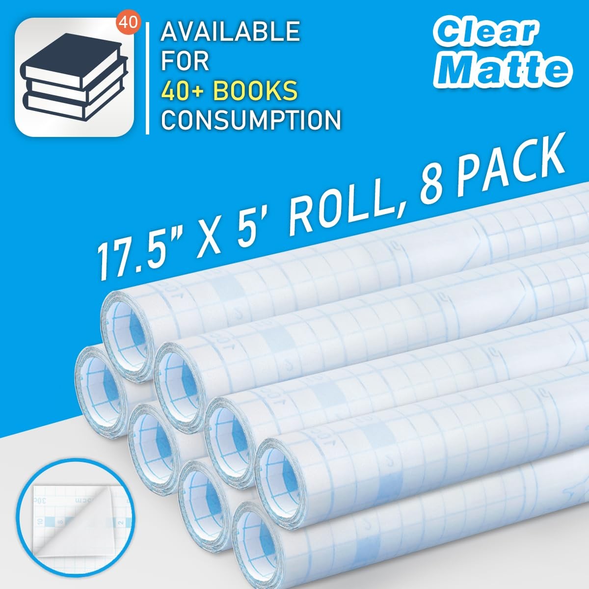 8 Pack Matte Clear Paper Roll for Books, Crafts and Countertops, Self Adhesiv…