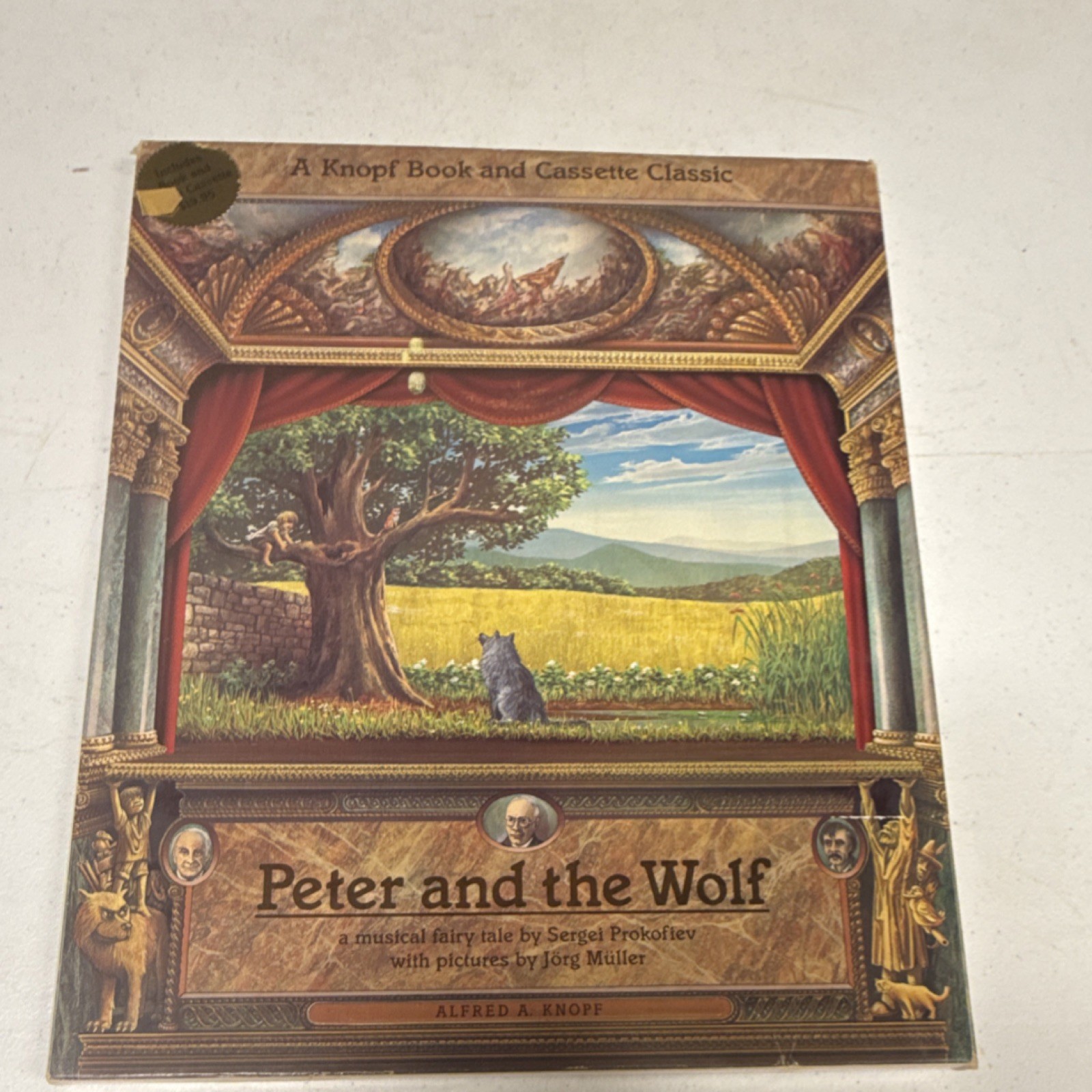 Peter and the Wolf by Prokofiev Loriot Hardcover Fairy Tale w/ Cassette.