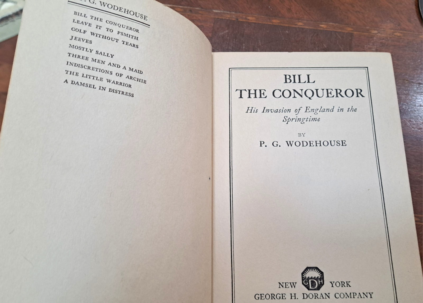 Bill The Conqueror, P G Wodehouse, 1924, 1st American Ed, Doran, very good copy!