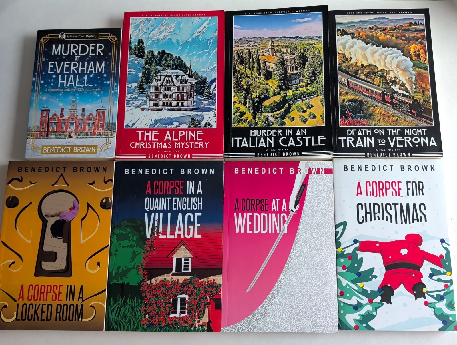 BENEDICT BROWN – Lot of 8 Mystery Books in LIKE NEW Condition – A Corpse, Alpine
