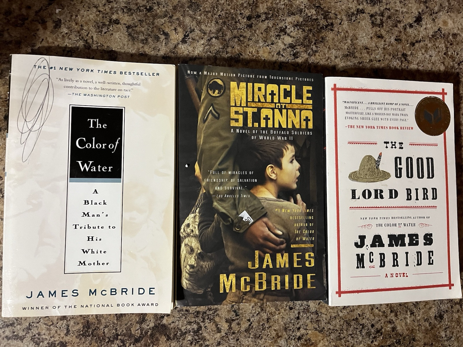 3 Book Lot James McBride Miracle At St Anna Good Lord Bird Paperback Color Water
