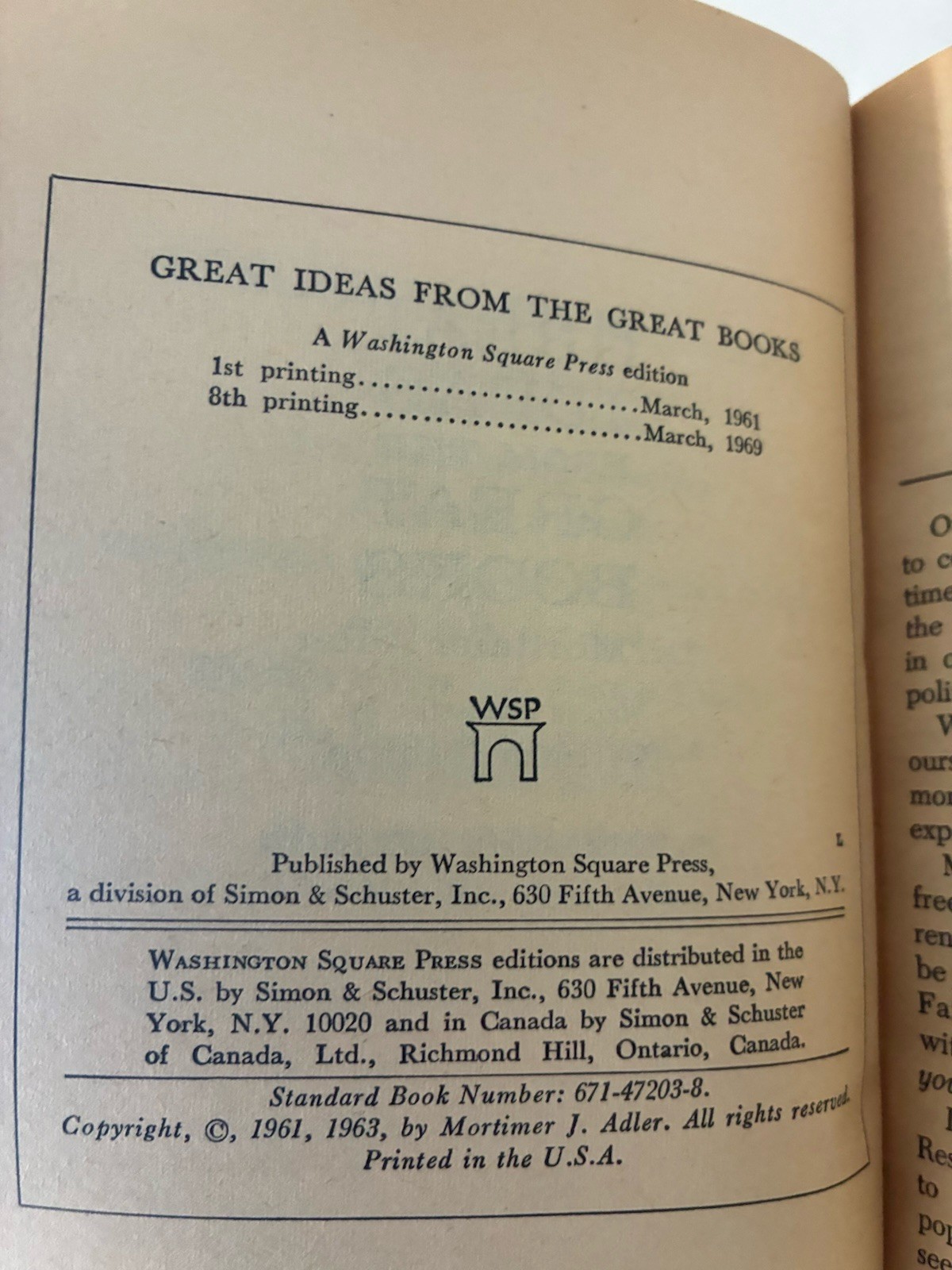 Great Ideas From the Great Books 8th Print 1969