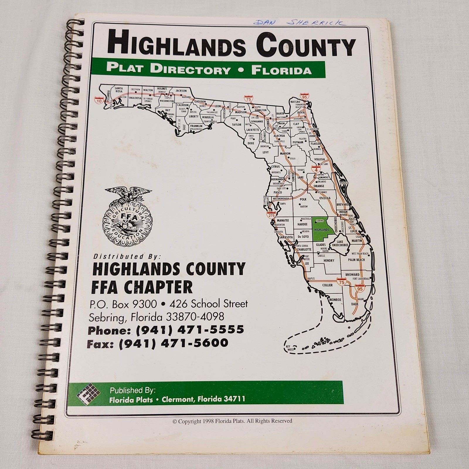 Florida Plats Highlands County Plat Directory Florida 1991 1998 White Maps