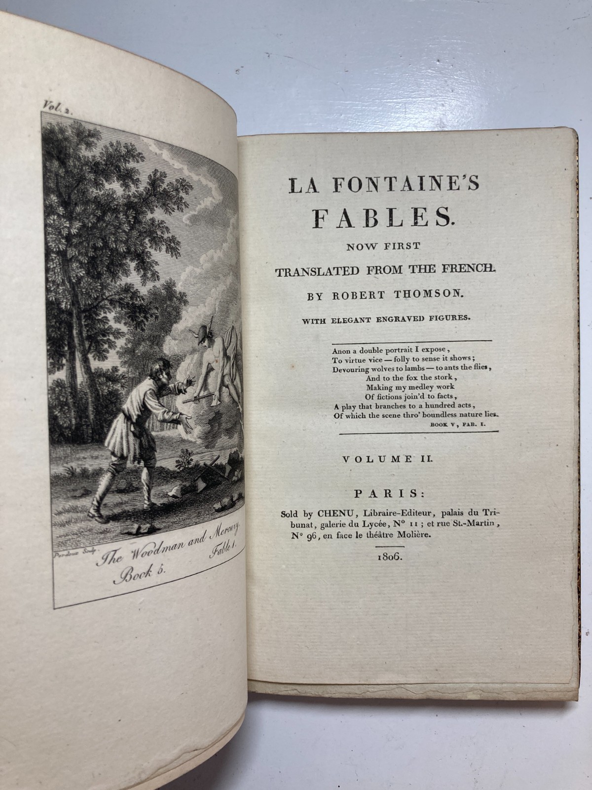 1806 La Fontaine Fables 4 Vols Taffin Signed Fine Morocco Leather Plates Uncut