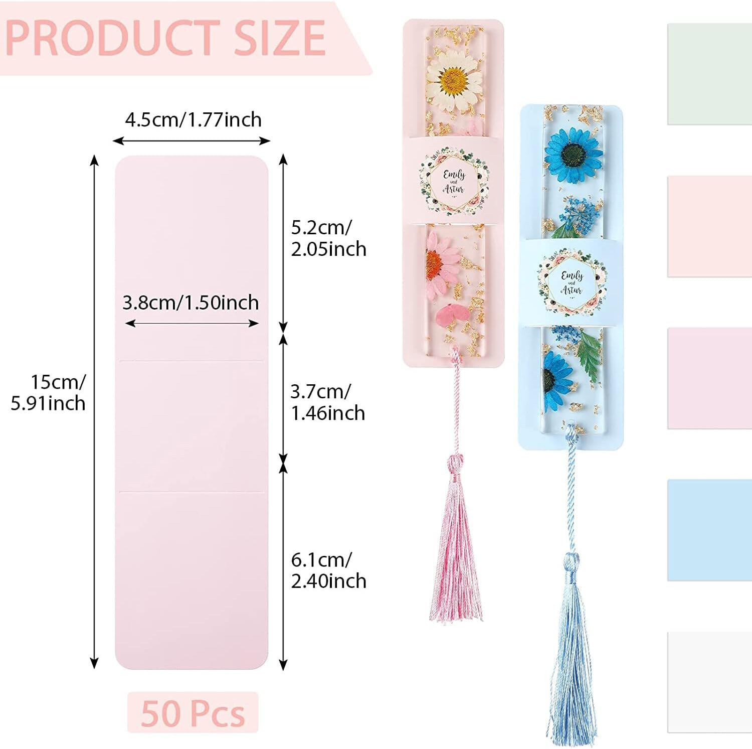 50 Pieces Resin Bookmark Holder Bulk 5. 9 x 1. 8 Inches Kraft Bookmark Sleeve…