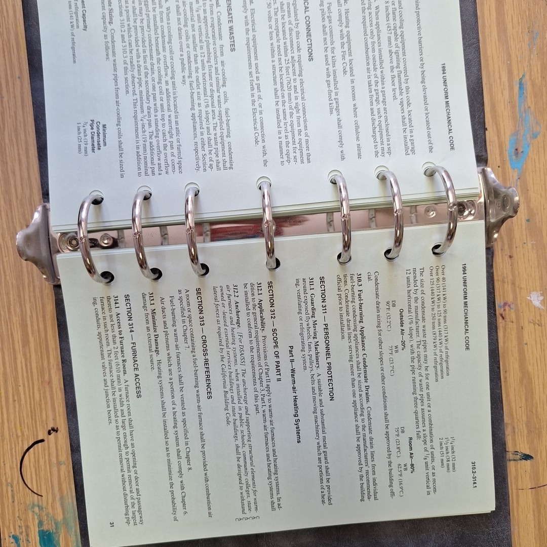 Vintage 1995 California MECHANICAL Code – Loose Leaf format –