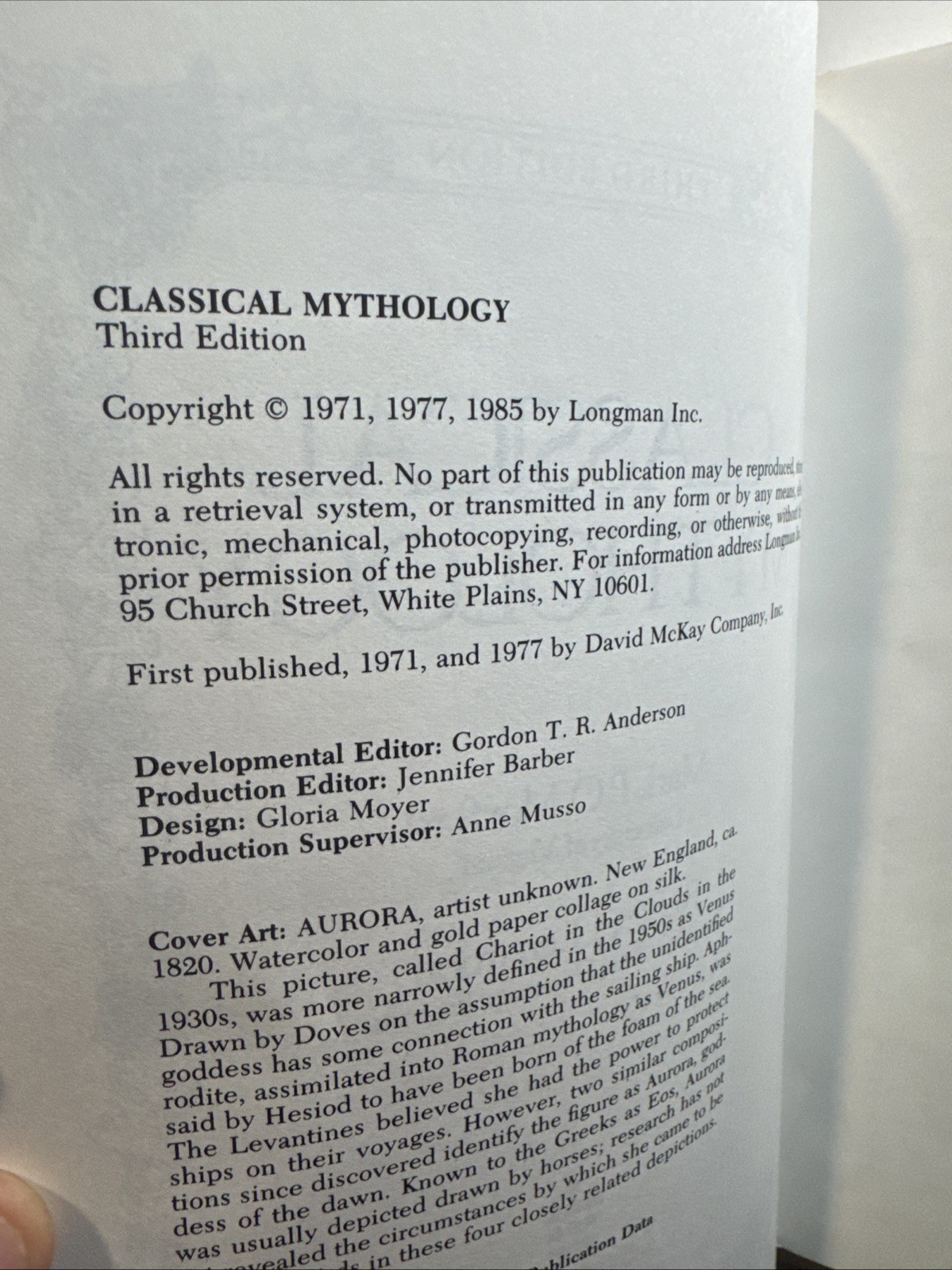 CLASSICAL MYTHOLOGY 3rd Edition by Morford & Lenardon, 1985, 576 pages, VG