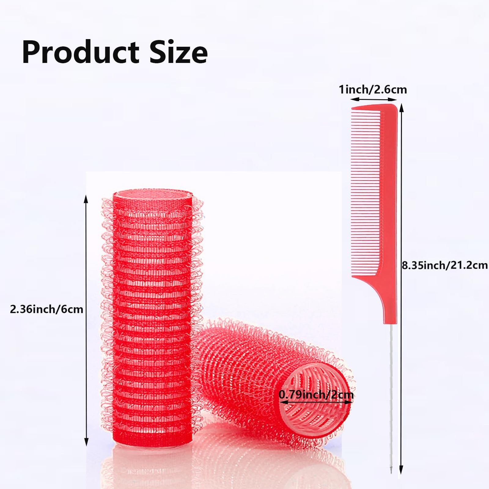 MOODKEY 24PCS Self Grip Small 0.8in Hair Curlers Set, Nylon 0.8 Inch, red