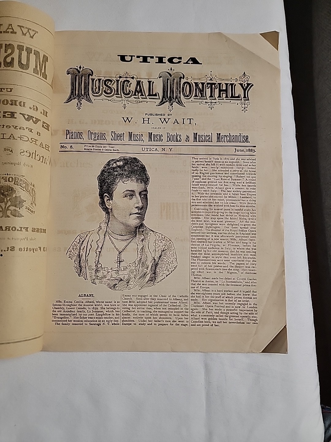 Rare July 1888 Utica N.Y. Antique “Wait’s The Monthly Review” Music Book