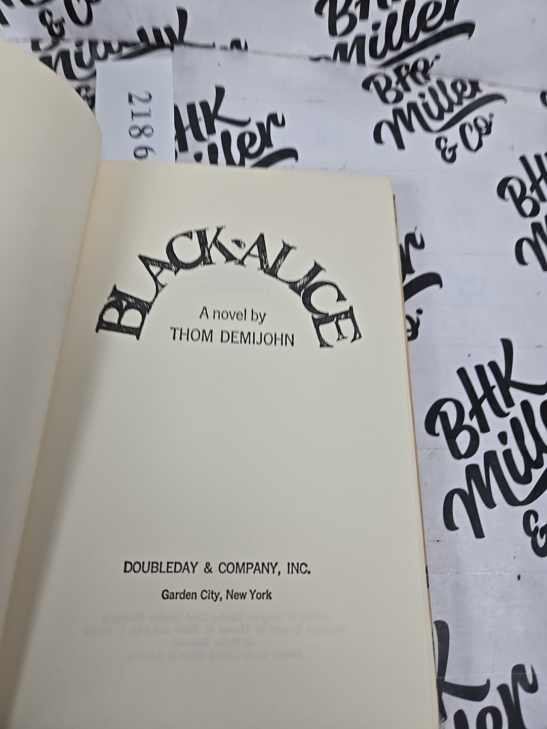 Black Alice by Thom Demijohn Vintage 1968 Hardcover Book Club Edition