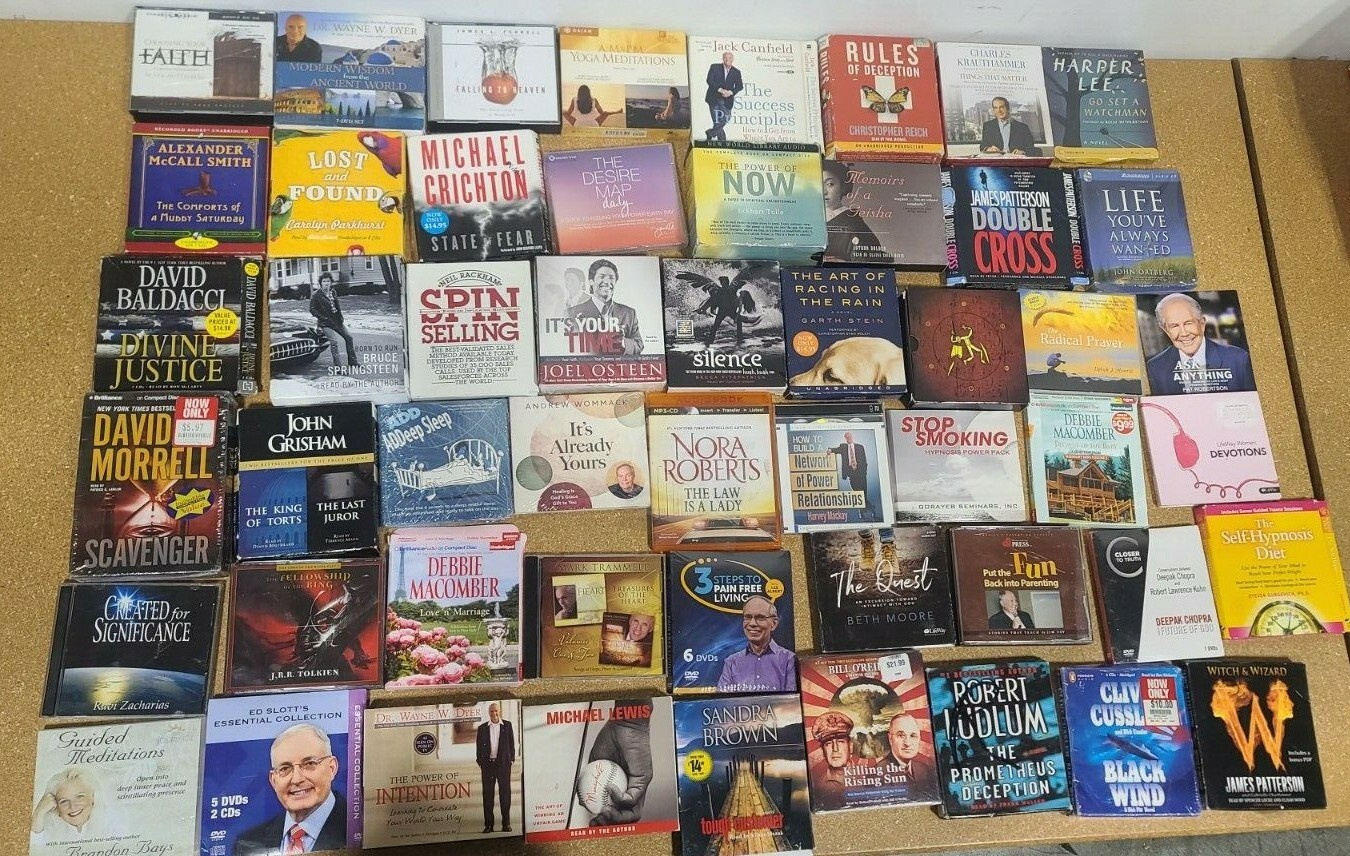 Wholesale Random Audio books on cd lot of 30+ assorted audiobooks Examples Pictu