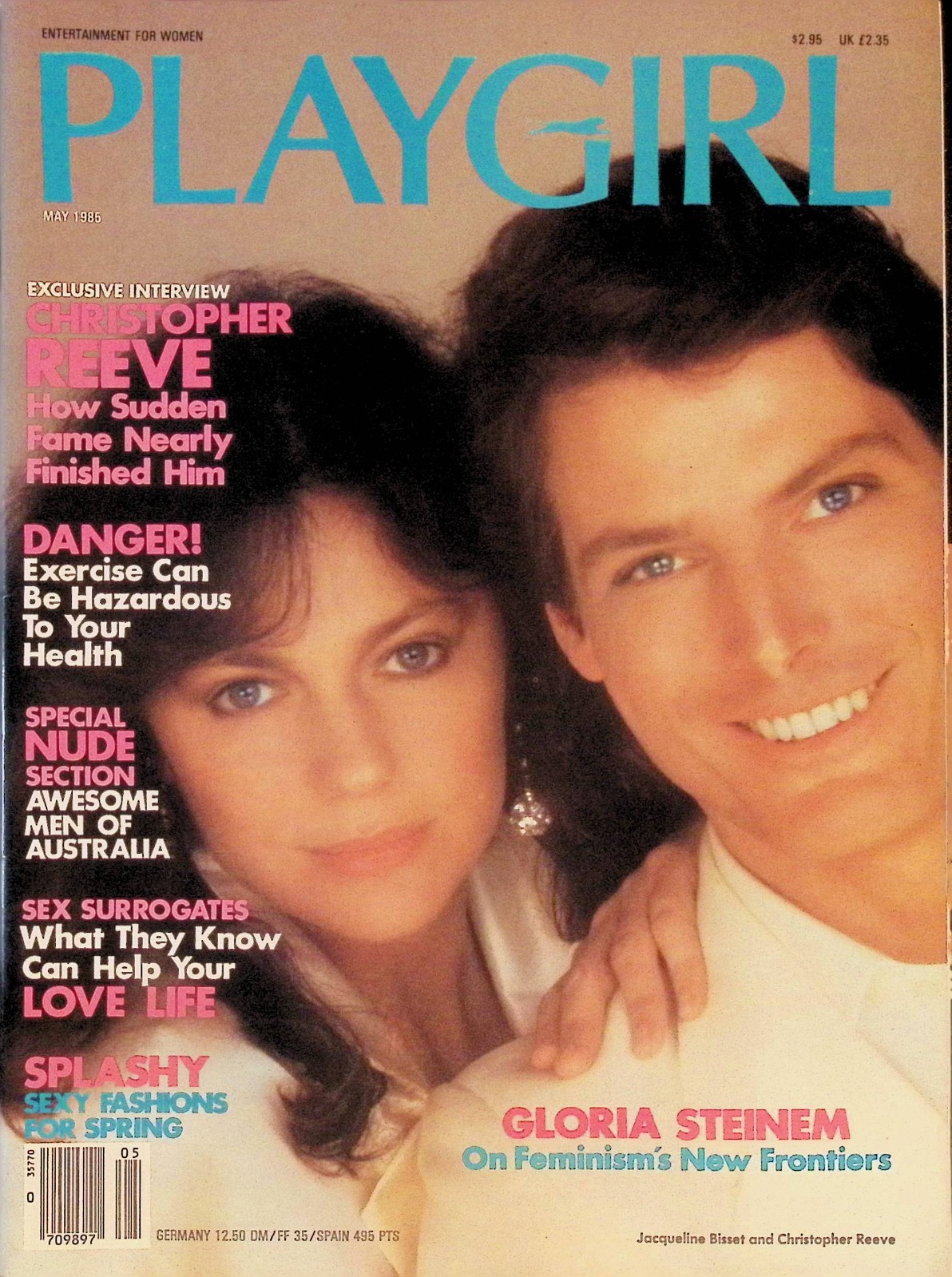 May 1985 Playgirl Christopher Reeve Australian Men Gloria Steinem Gay Interest