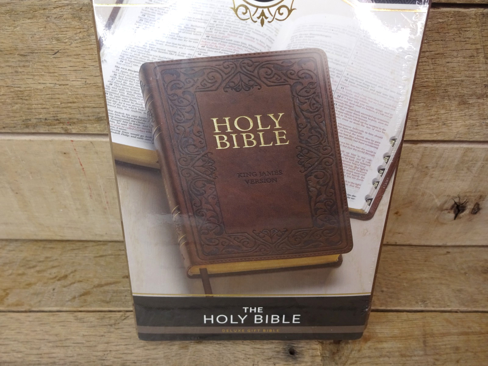 KJV Deluxe Gift Holy Bible Brown Faux Leather Thumb Indexed Red Letter Gilt NEW