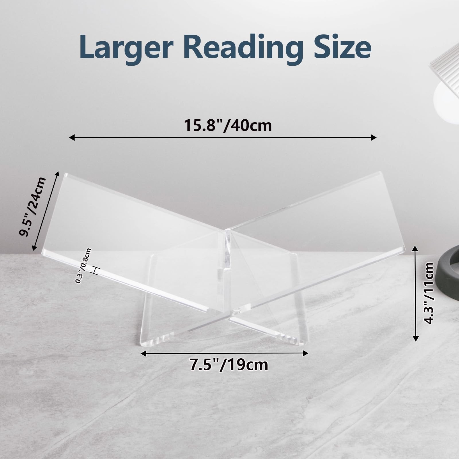 Acrylic Book Stands for Display, 15.8 x 9.5 x 4.3 in Open Bookstand, Coffee T…