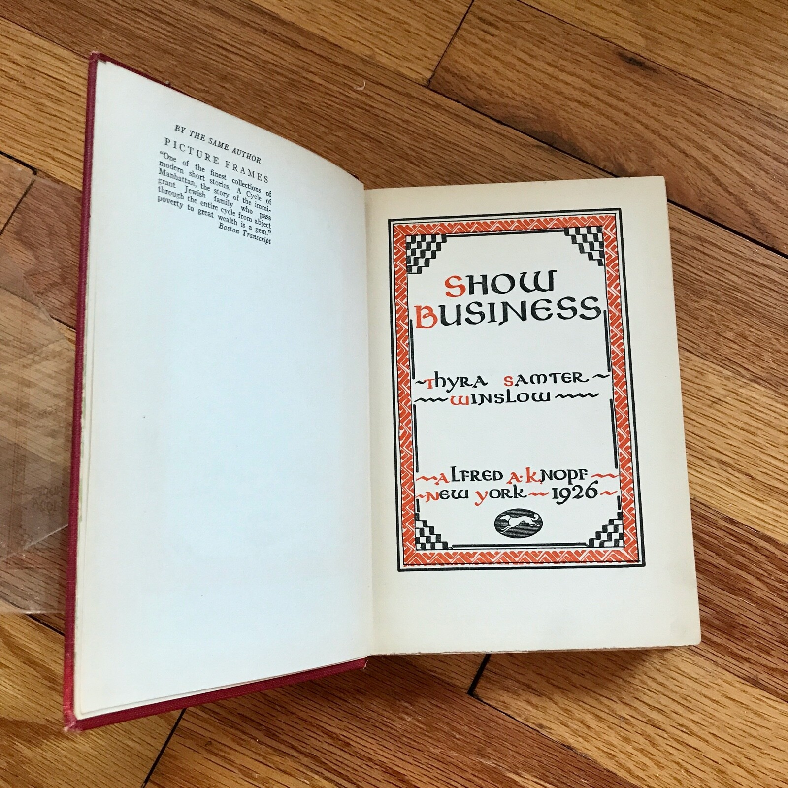 THRYA SAMTER WINSLOW—Show Business—1926 HC—Arkansas—”A new master”—Edna Ferber