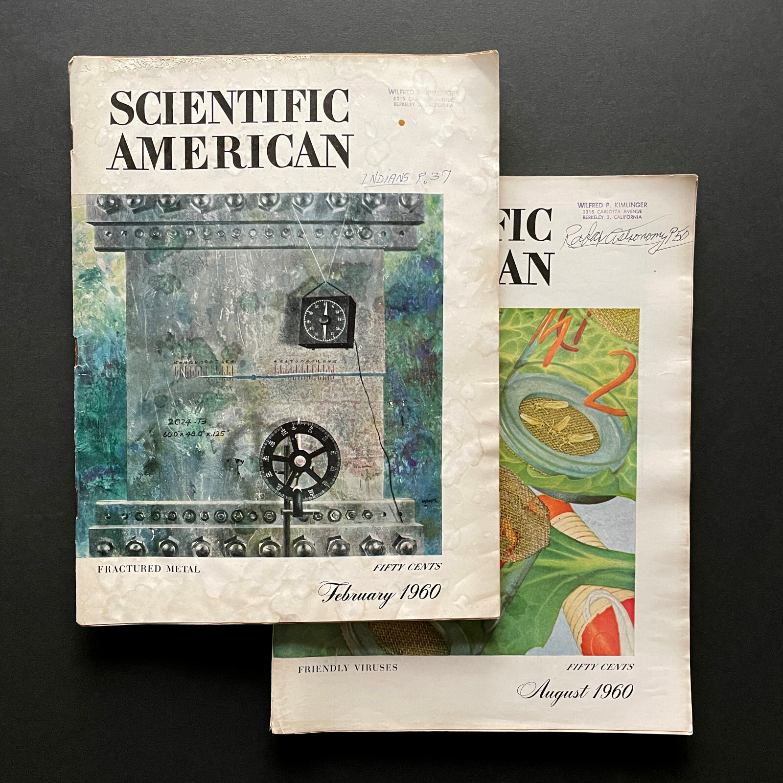Three 1960 Scientific American Magazines • Green Flash • Metals • Viruses