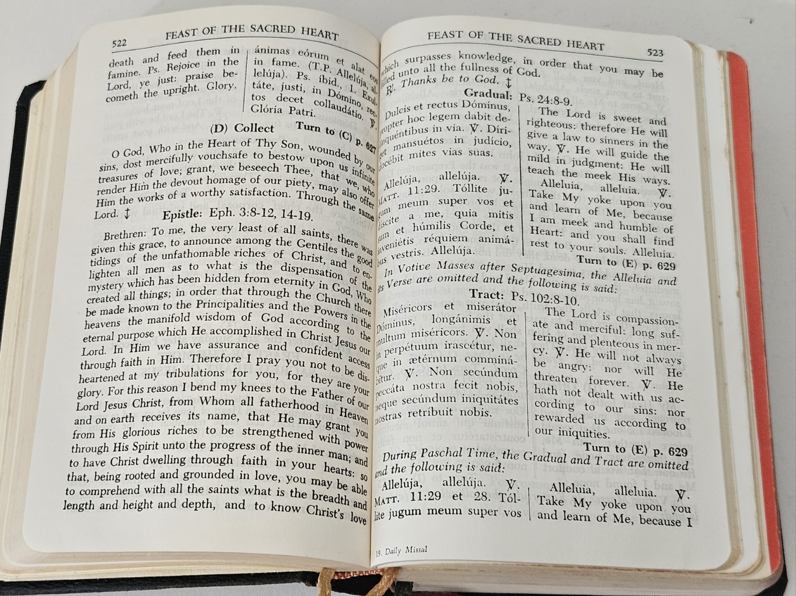 1964 St Paul Daily Missal Hardcover Ribbon Bookmarks 4×6.5 In. 2 In. Thick.