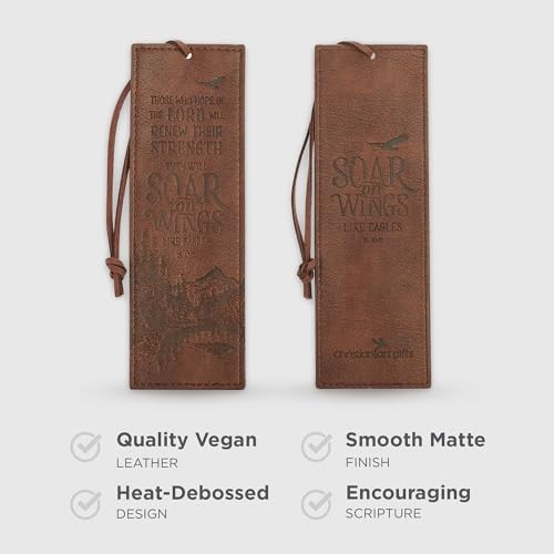 Premium Vegan Faux Leather Scripture Bookmark for Men: Soar On Wings – Isaiah