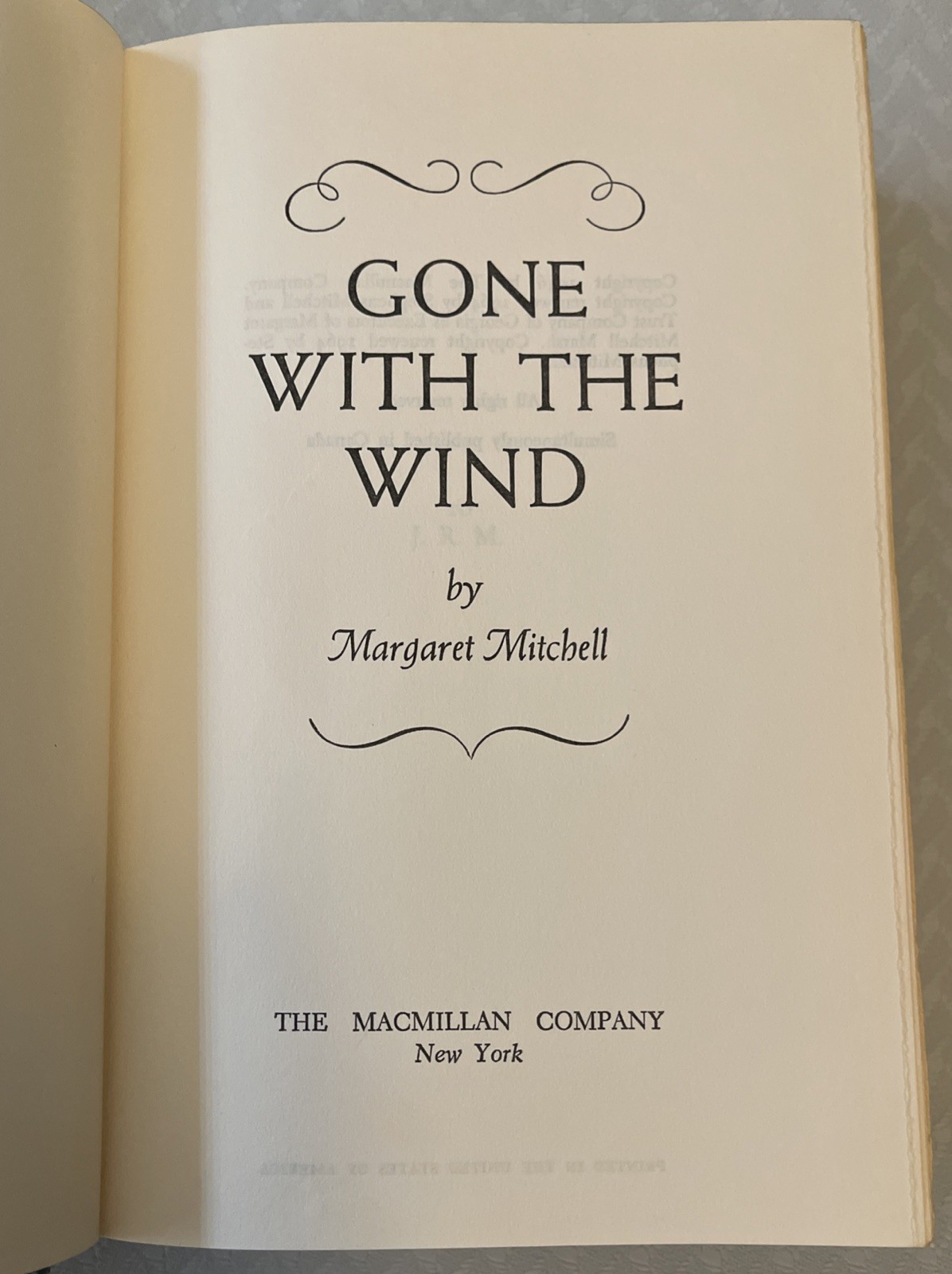 1964 Famous Novel “GONE with the WIND“ by Margaret Mitchell Hardcover 719 Pages
