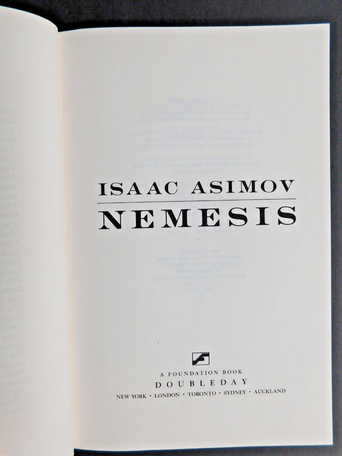 ISAAC ASIMOV 1st Edition 1989 NEMESIS Unread SciFi hardcover & jacket 364 pages