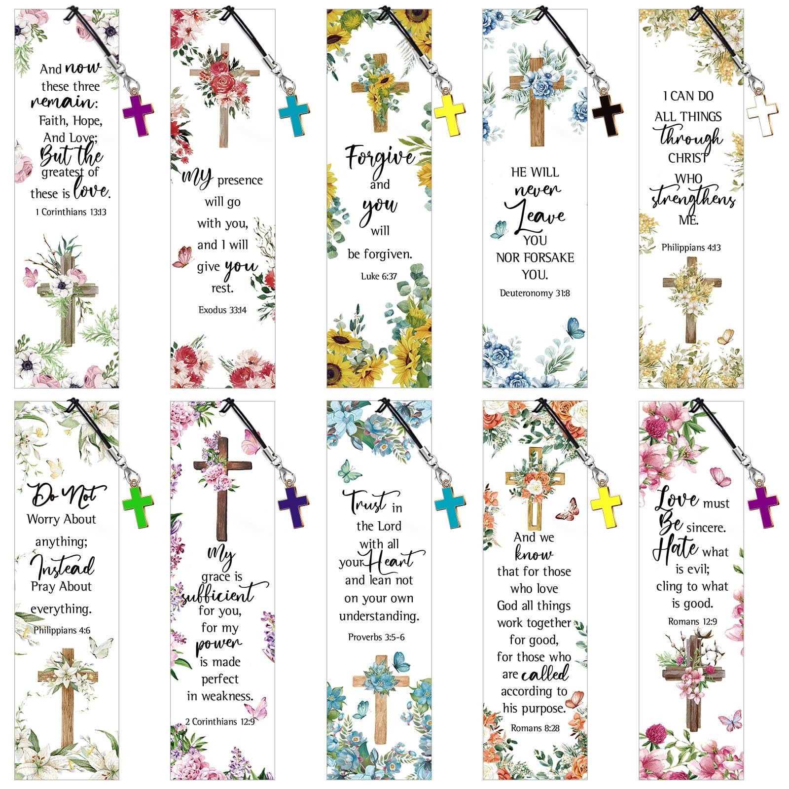 Gersoniel 30 Pcs Christian Bookmarks for 18 x 5 cm/ 7 x 2 inches, Colorful