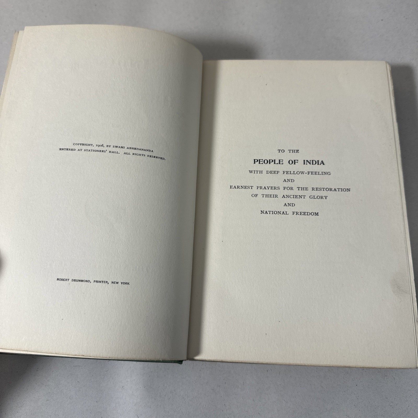 India and Her People By Swami Abhedananda First Edition 1906 Rare Book